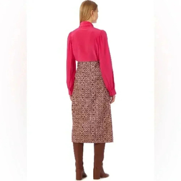 NWT MARIE OLIVER Felix 100% Silk Blouse Rogue, Fuchsia Bow Button down, Sz Small - Picture 7 of 15